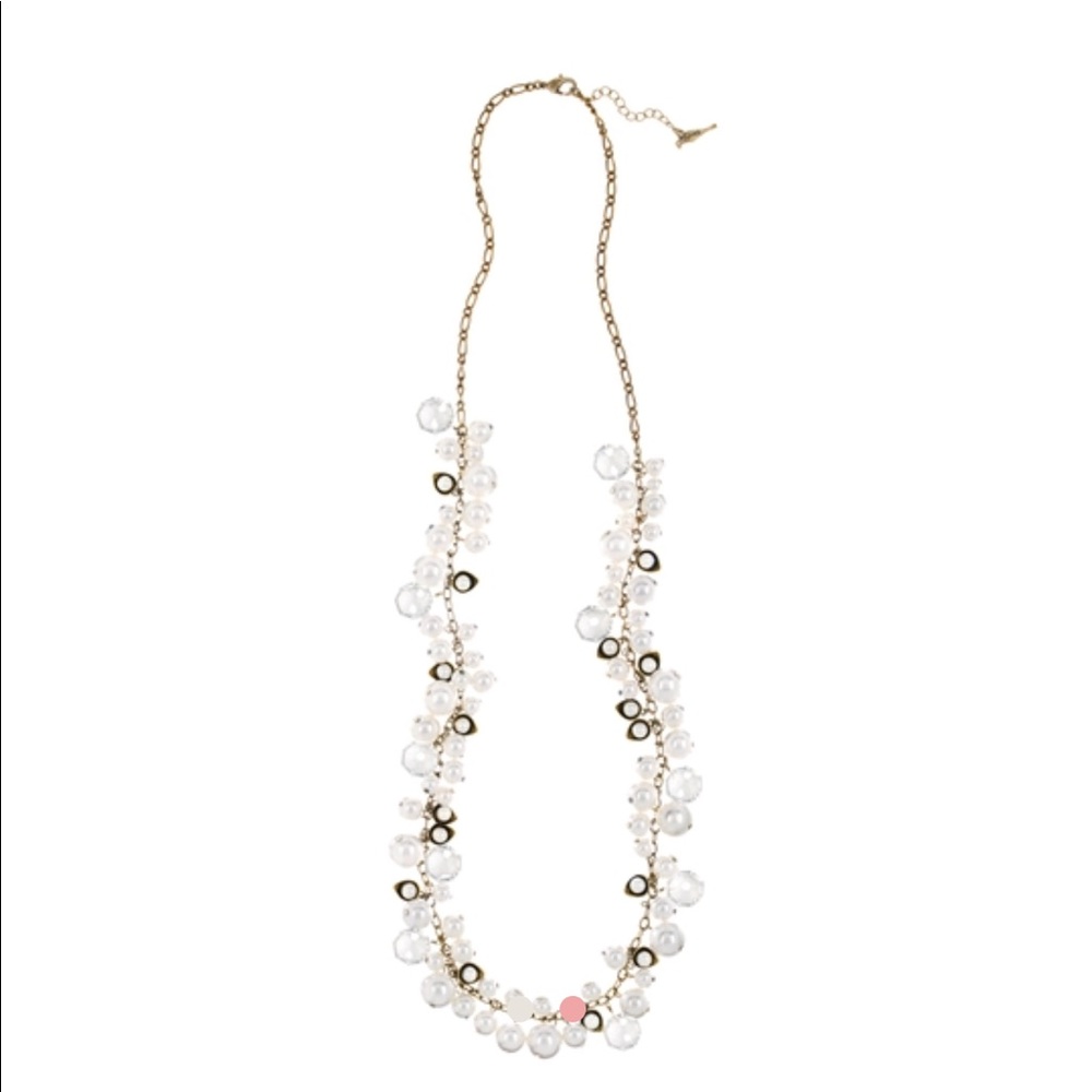 Pearl and rhinestone long necklace